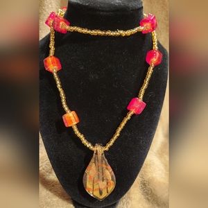 Murano Italy Gold inlaid Necklace Pendant